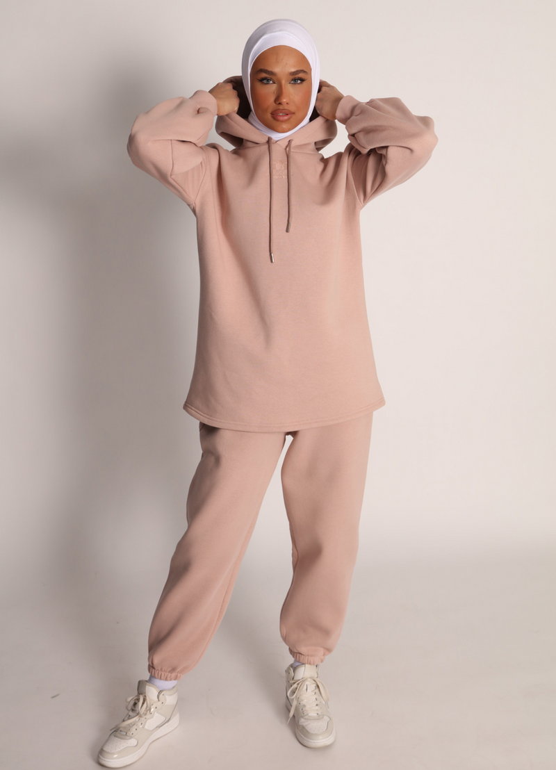 DRAWSTRINGED BISHOPSLEEVE HOODIE - BLUSH