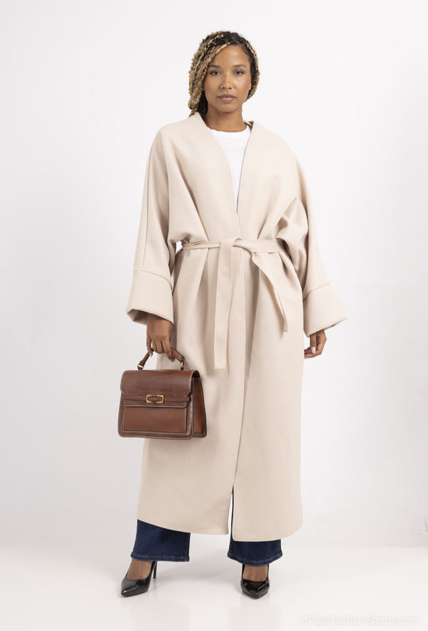 Caban coat with belt - cream