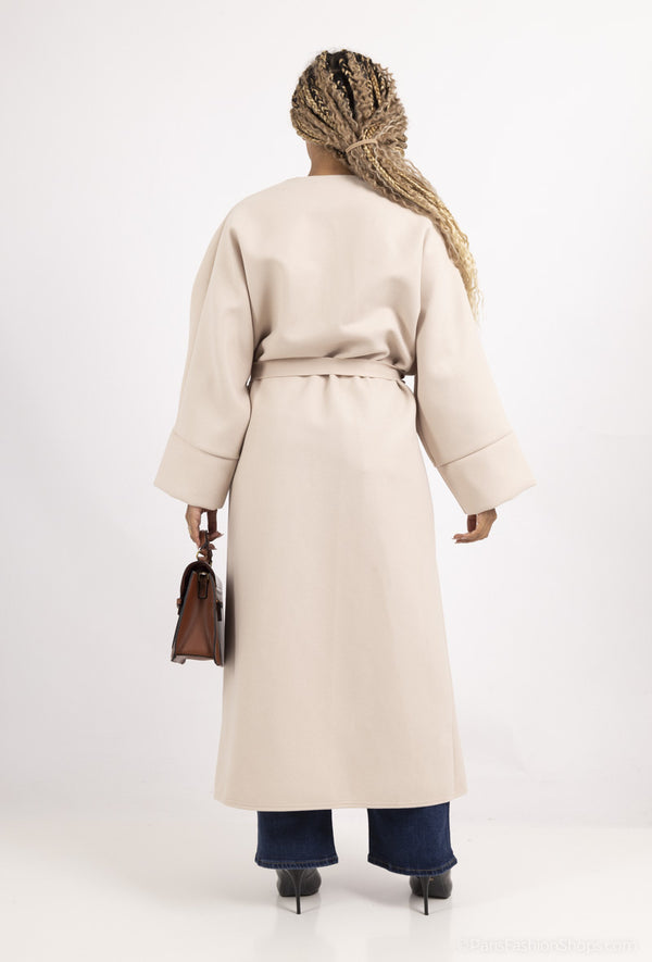 Caban coat with belt - cream