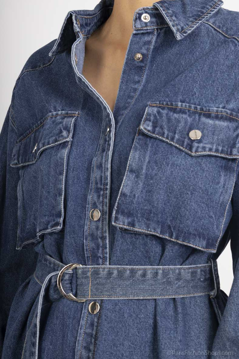 Jeansjacke mit Gürtel - Denim