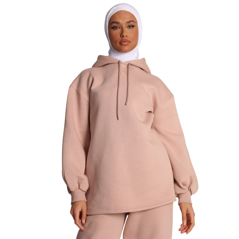 DRAWSTRINGED BISHOPSLEEVE HOODIE - BLUSH