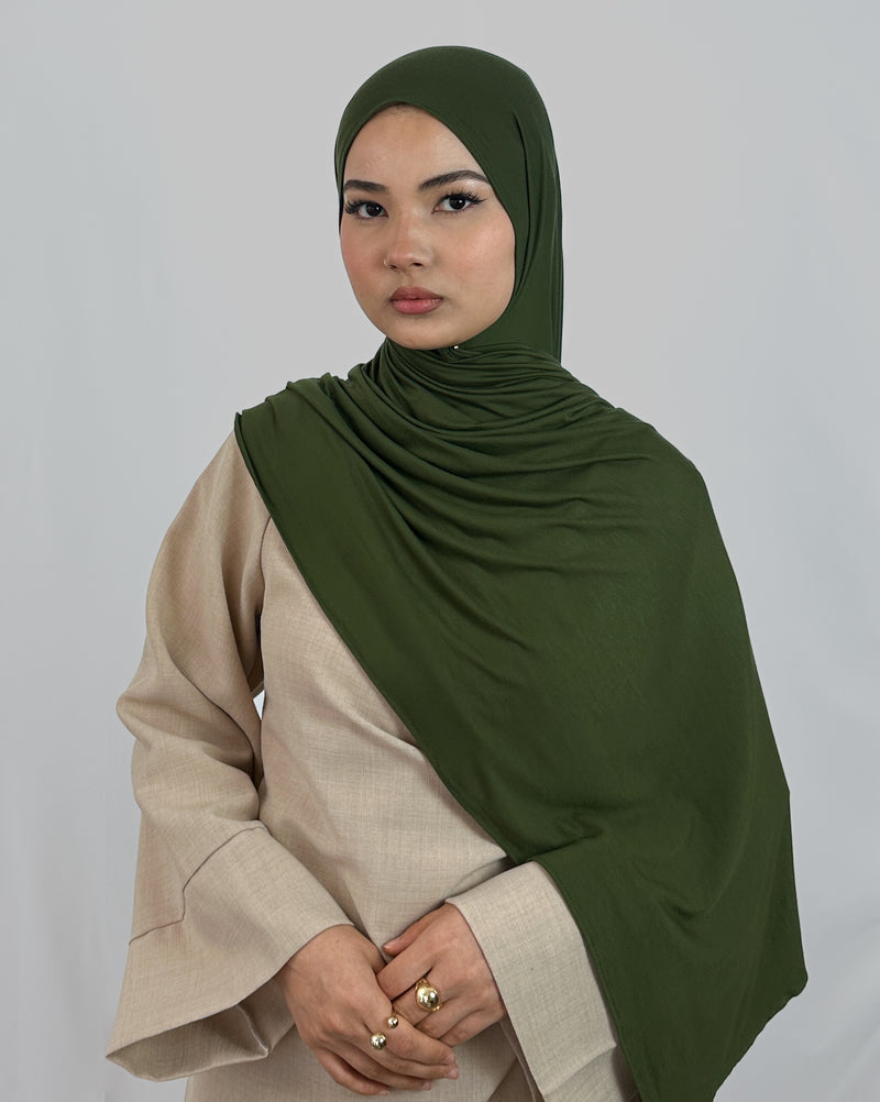 Premium Jersey Hijab | Olivgrün