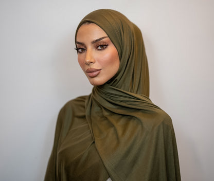 Light Jersey Hijab | Olivgrün