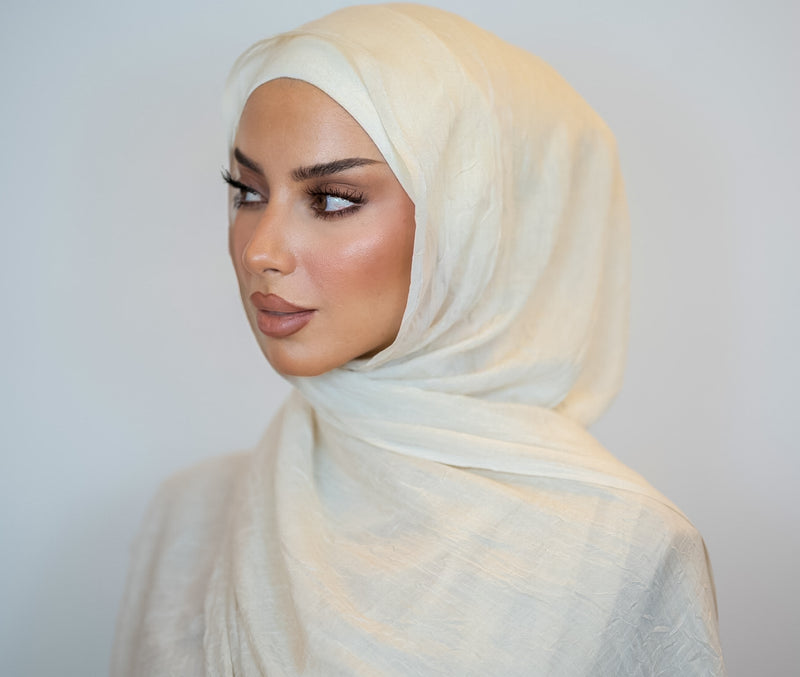 Bambus Crinkle Hijab | Ivory