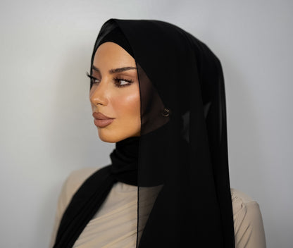 Chiffon Hijab | Schwarz