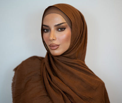 Bambus Crinkle Hijab | Chocolate