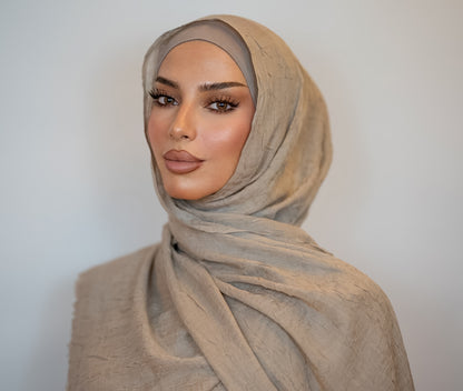 Bambus Crinkle Hijab | Beige