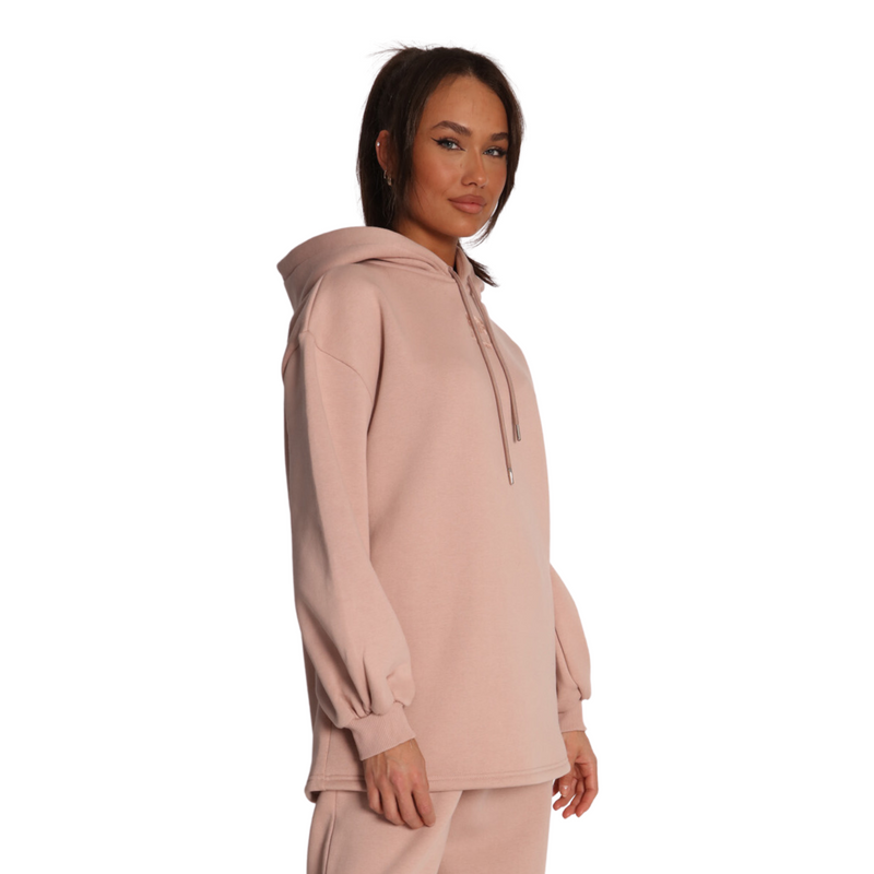 DRAWSTRINGED BISHOPSLEEVE HOODIE - BLUSH