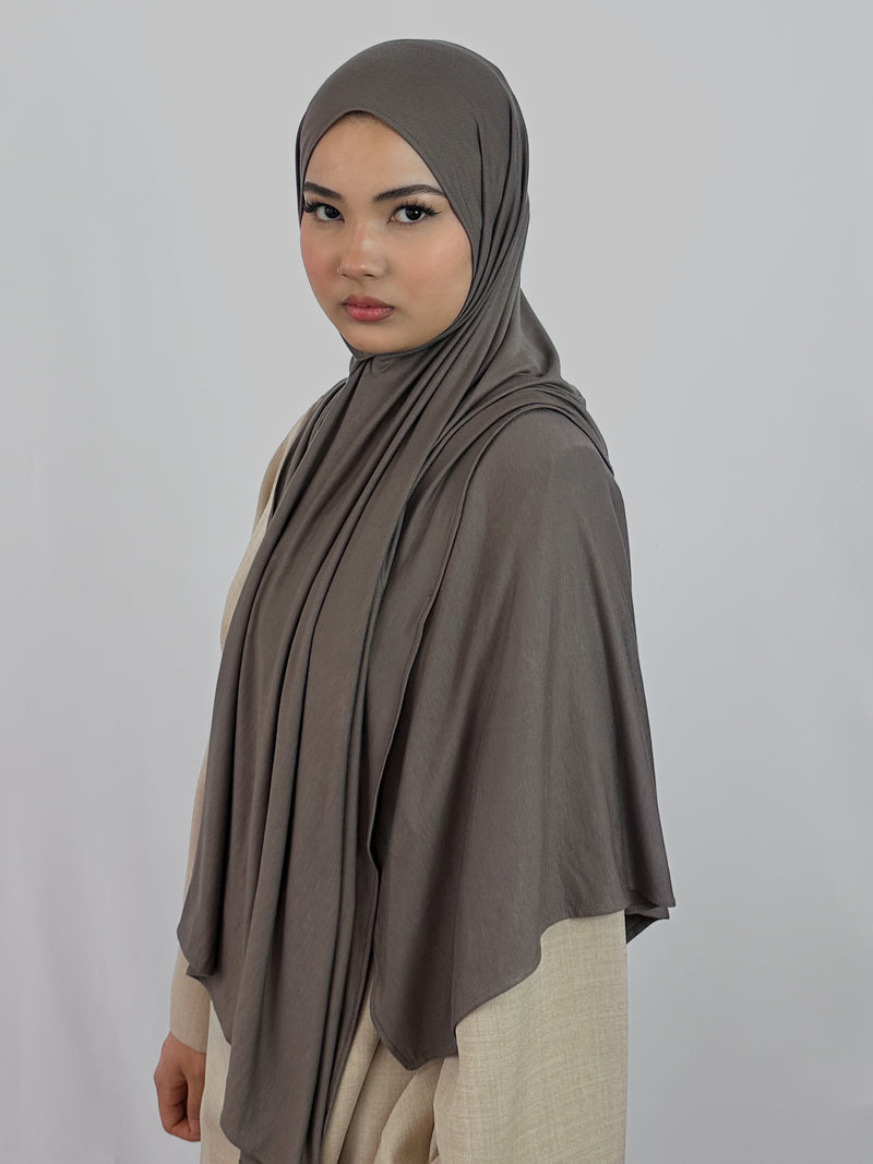 Premium Jersey Hijab | Graubraun