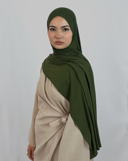 Premium Jersey Hijab | Olivgrün