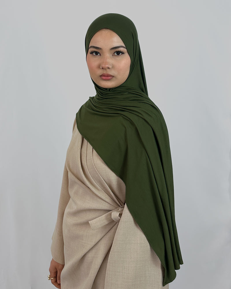 Premium Jersey Hijab | Olivgrün