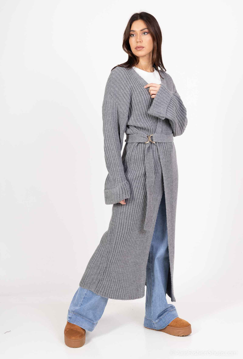 Langer Cardigan - Grau