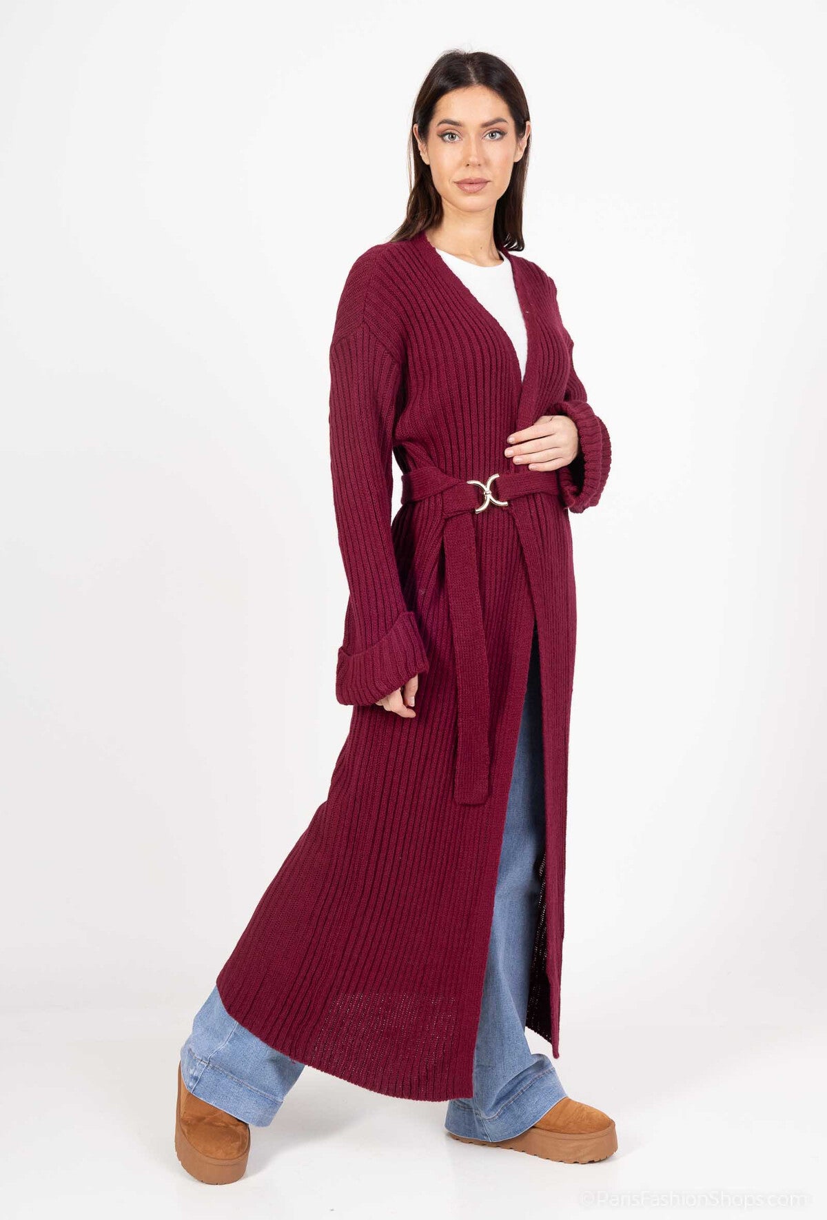 Long Cardigan - Burgundy