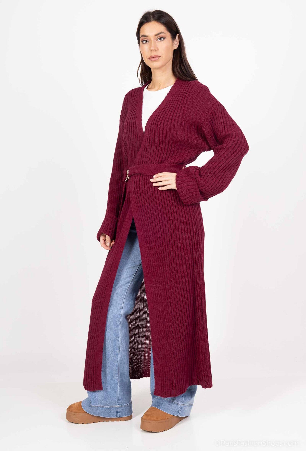 Long Cardigan - Burgundy
