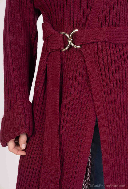 Long Cardigan - Burgundy